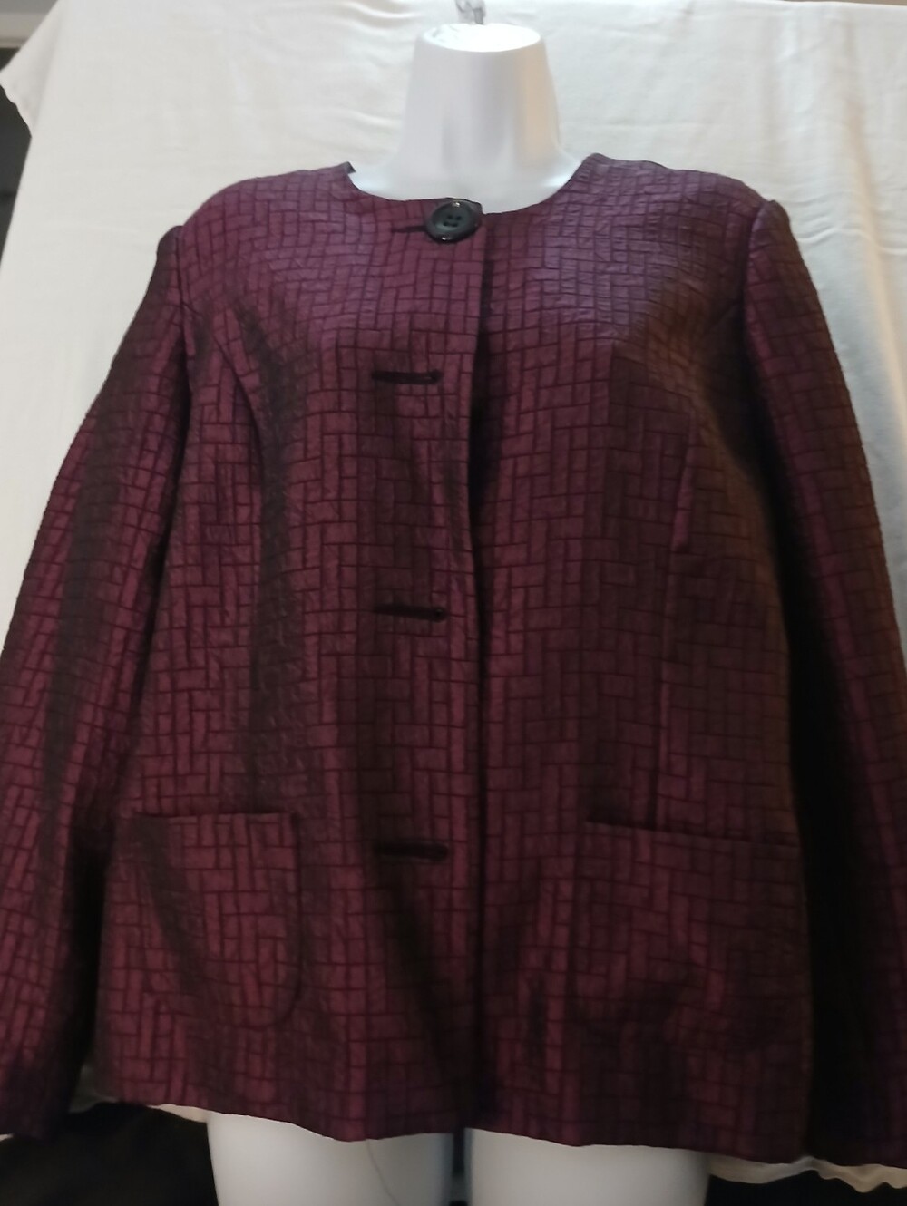 Pre-loved Women's Wine Textured Single-Button Blazer.